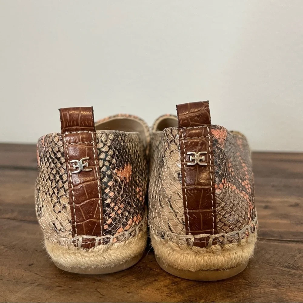 ANTHROPOLOGIE | Sam Edelman Khloe Leather Reptile Print Espadrille Flats. Size 8